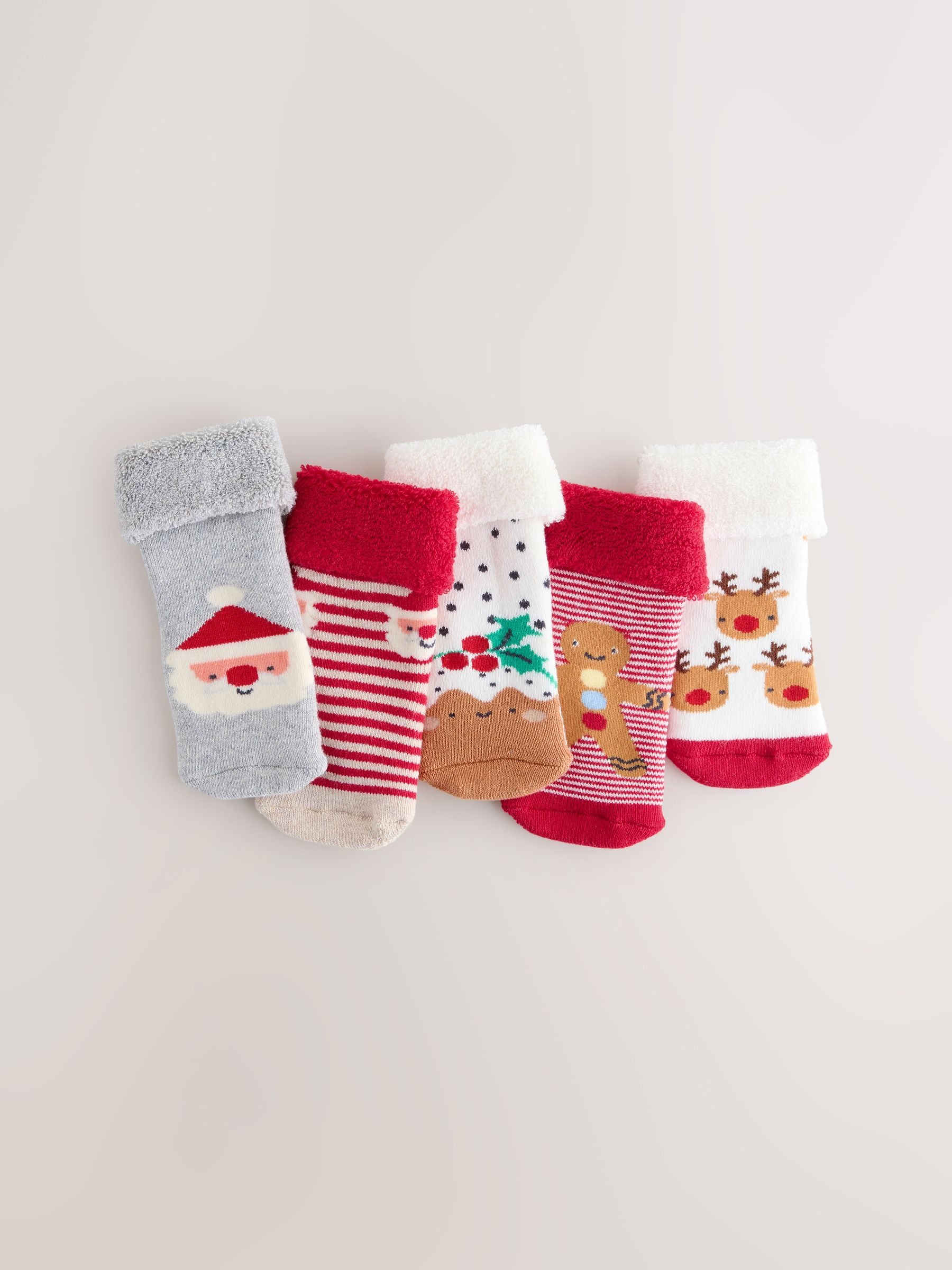 Rood - Verpakking van 5 paar Kerstmis Sokken voor Baby (0mnd -2jr)