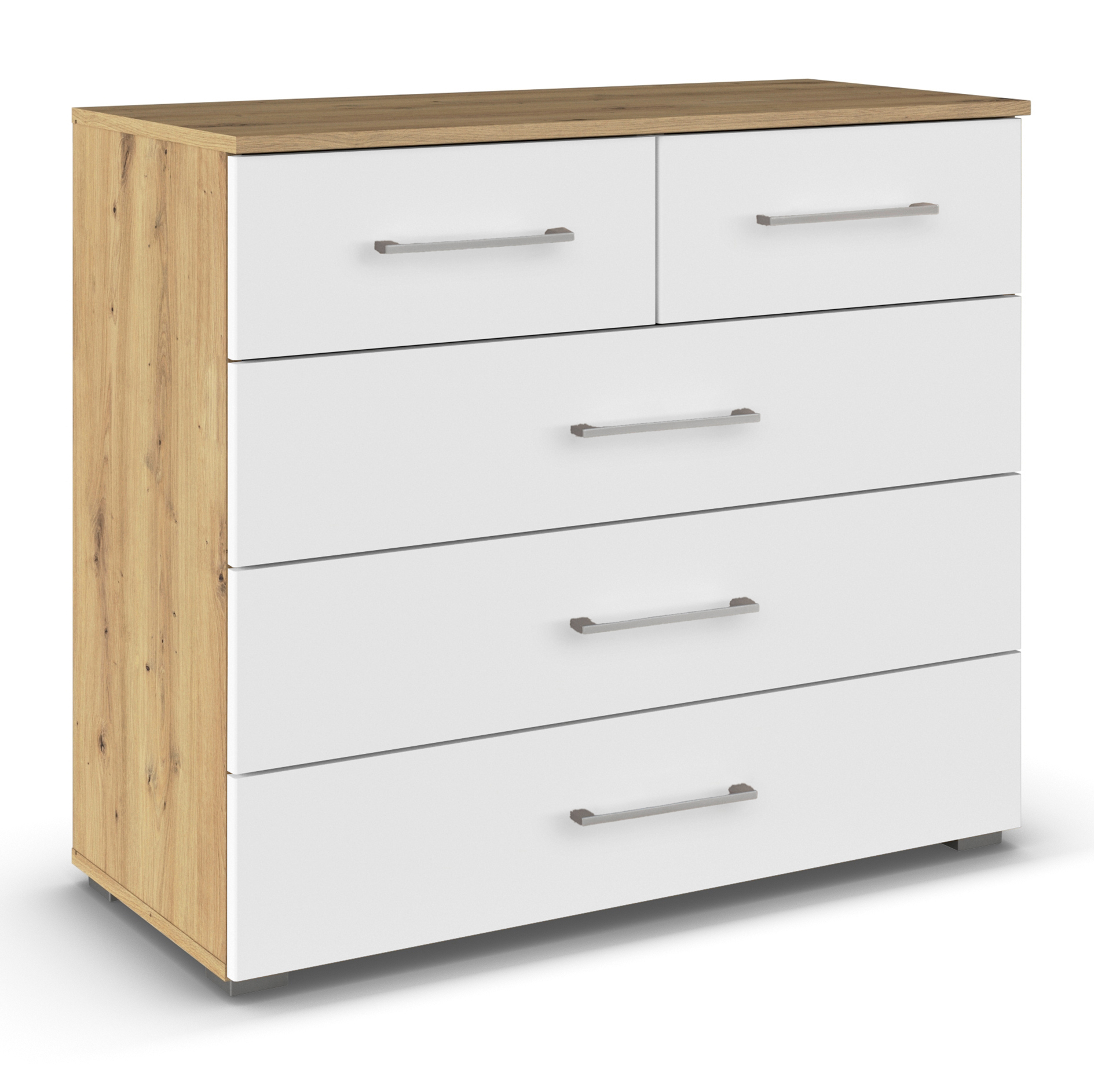 Kommode - alpinweiß - Artisan Eiche - 93 cm breit