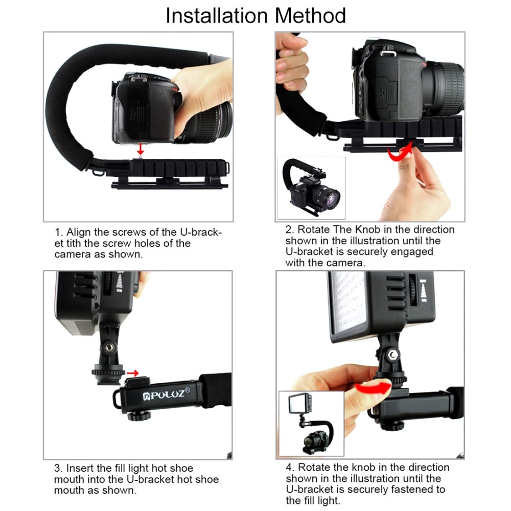 C-Förmiger Handheld Kameragriff Stabilisator Halterung für GoPro / Digitalkamera / Camcorder mit 1/4