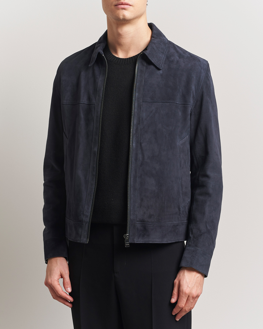 BOSS BLACK Malbano Suede Jacket Dark Blue