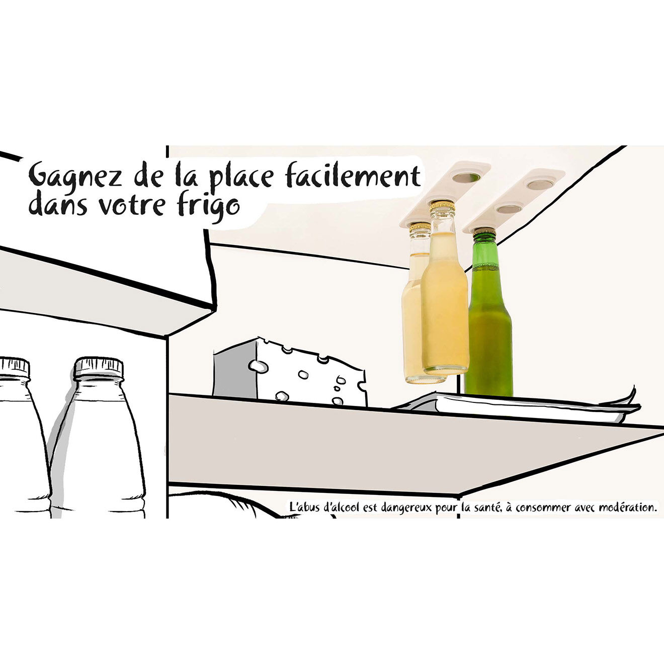 Kitchencook Support magnétique aimanté pour bouteilles beersky gris