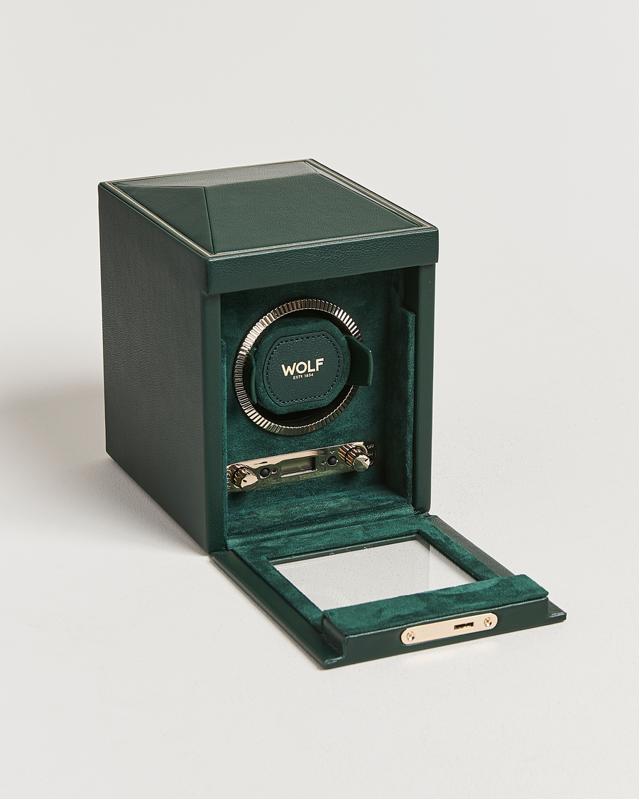 WOLF British Racing Single Watch Winder With Cover Green