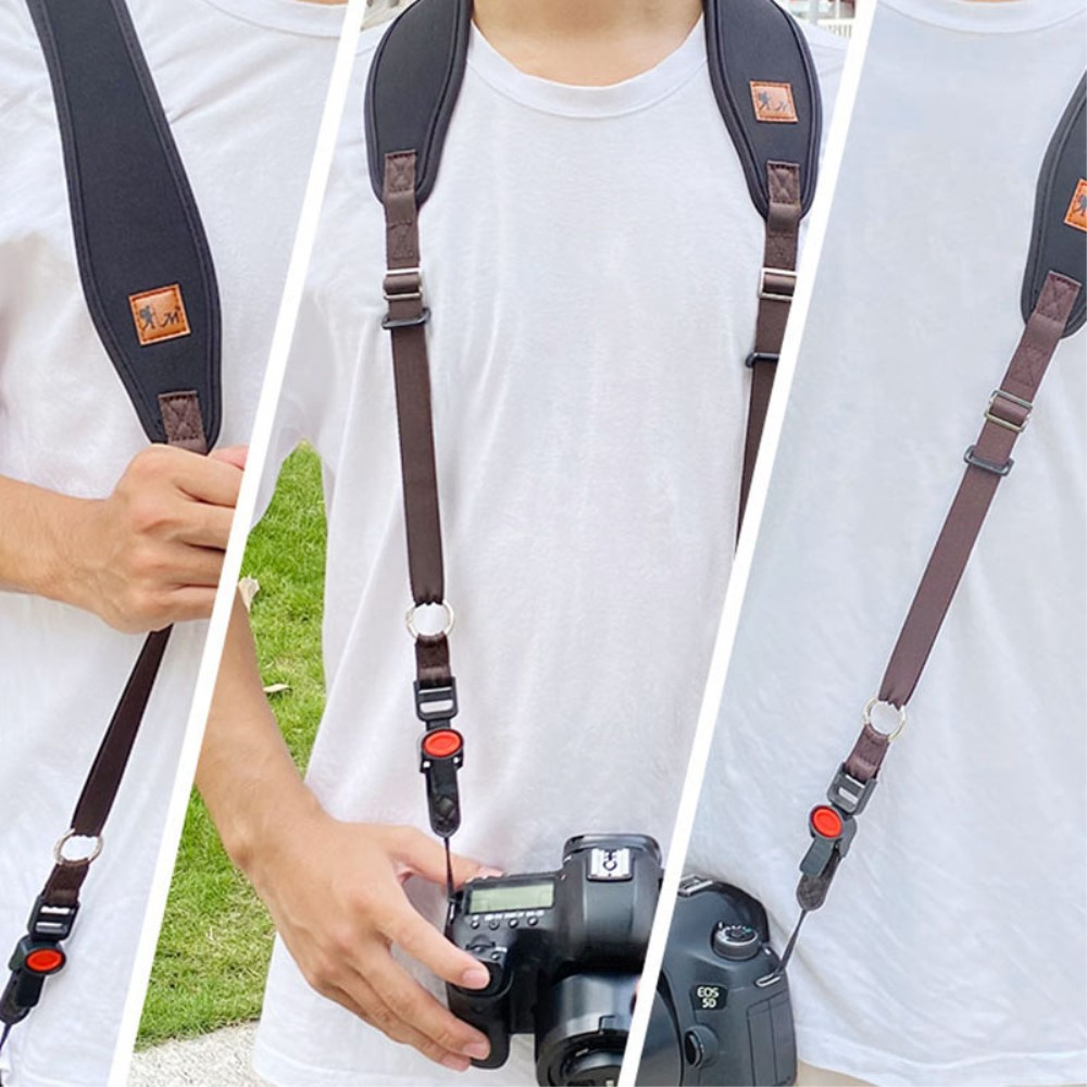 Verstellbare Schultergurt Halterung (Gepolstert) mit Schnellverschluss für GoPro / Digital DSLR / SLR Kameras (80-140cm) - Schwarz