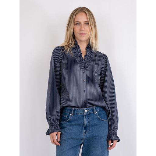 Neo Noir Brielle Multi Stripe Bluse, Dark Navy, 34