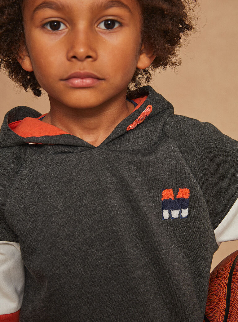 Sweat à capuche orange et blanc