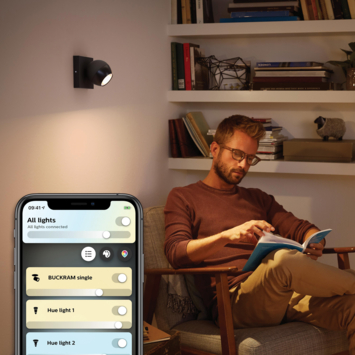 Philips Hue Buckram opbouwspot 1x5W zwart incl. switch en bluetooth