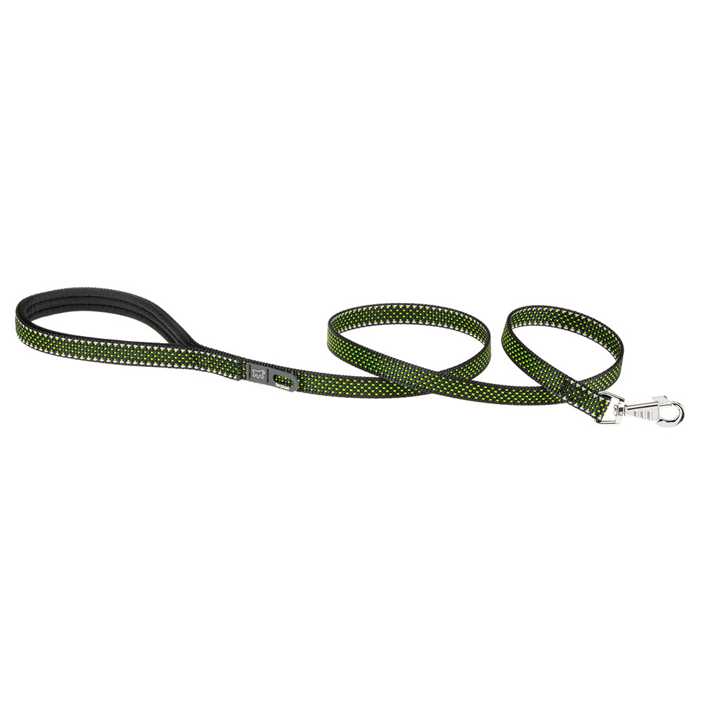 Laisse réfléchissante pour chiens daytona deluxe g15/120, support sachets hygieniques, poignée rembourrée, noir-vert