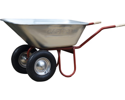 CAPITO tweewielige steekwagen DUO 150 liter jumbobak, luchtbanden met blokprofiel en stalen velg inclusief ergonomische beukenhouten handgrepen