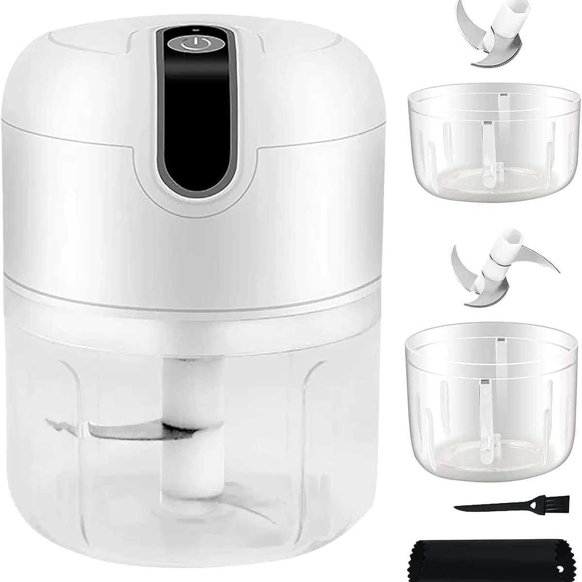Mini Hachoir a viande Électrique 250ML & 100ML avec accessoires blanc