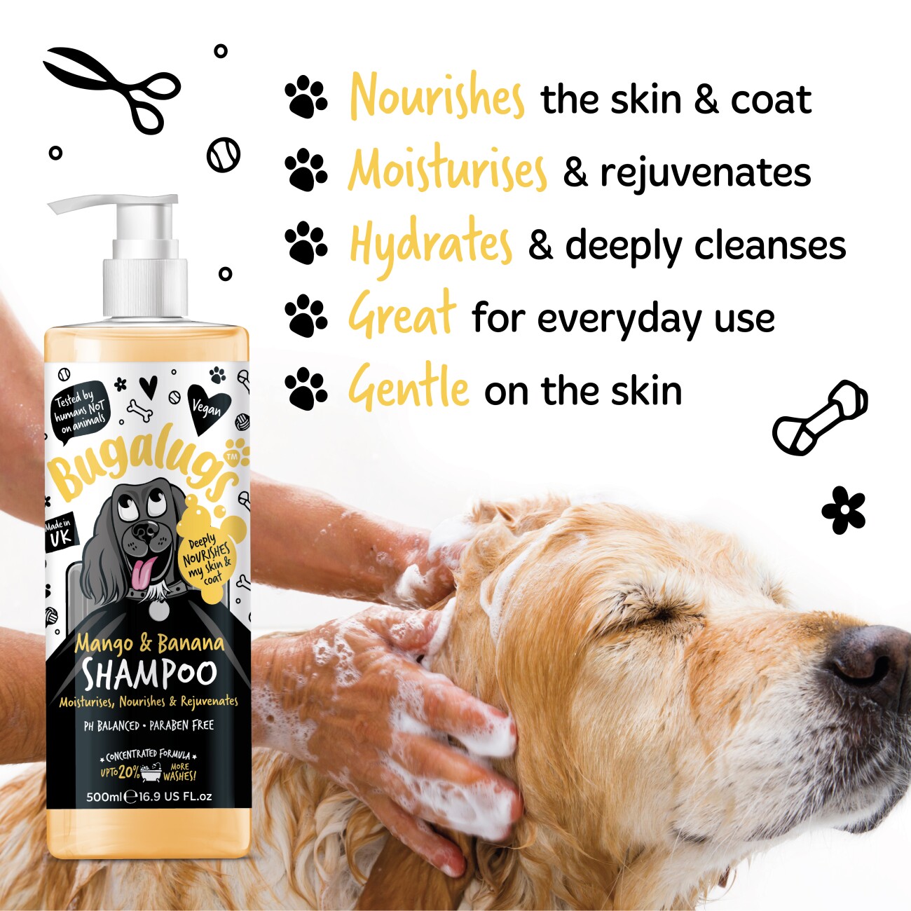 Bugalugs Mango & Banana – Pflegendes Hundeshampoo mit tropischem Duft