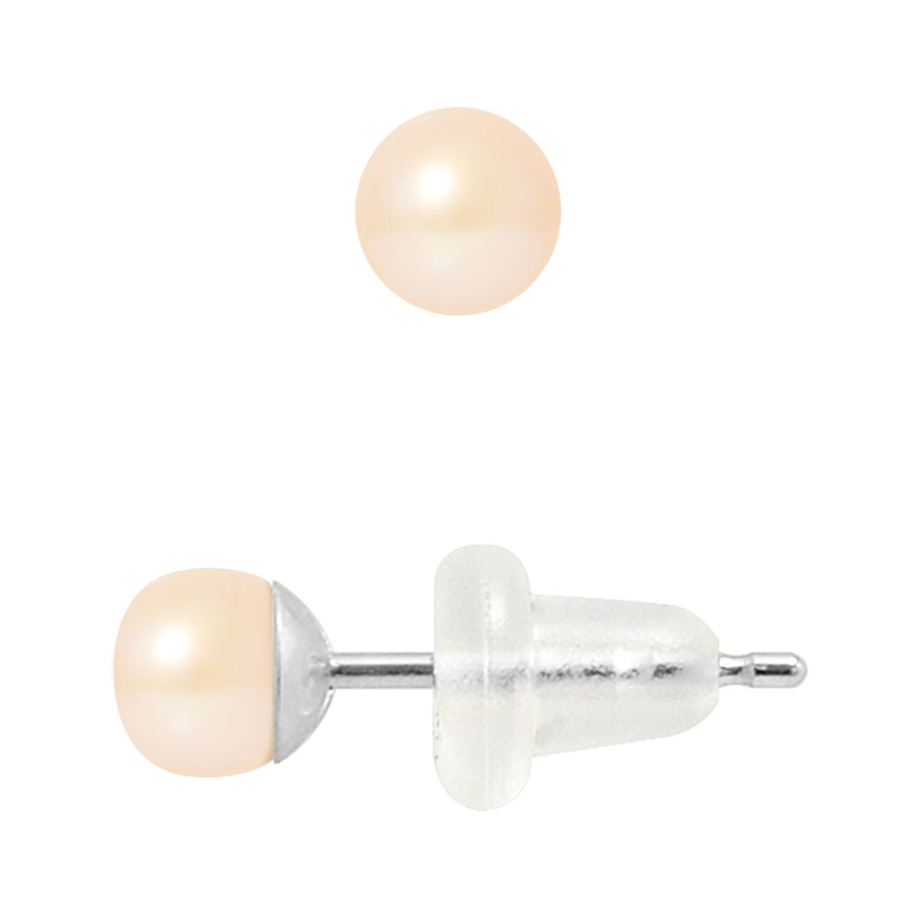 Mitzuko Boucles d'oreilles Bouton Or Blanc Perles d'Eau Douce roses