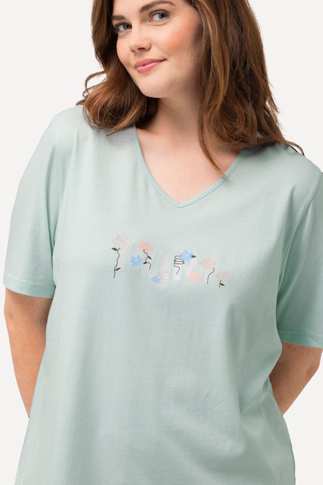 Schlafanzug-Shirt, V-Ausschnitt, Halbarm, Biobaumwolle