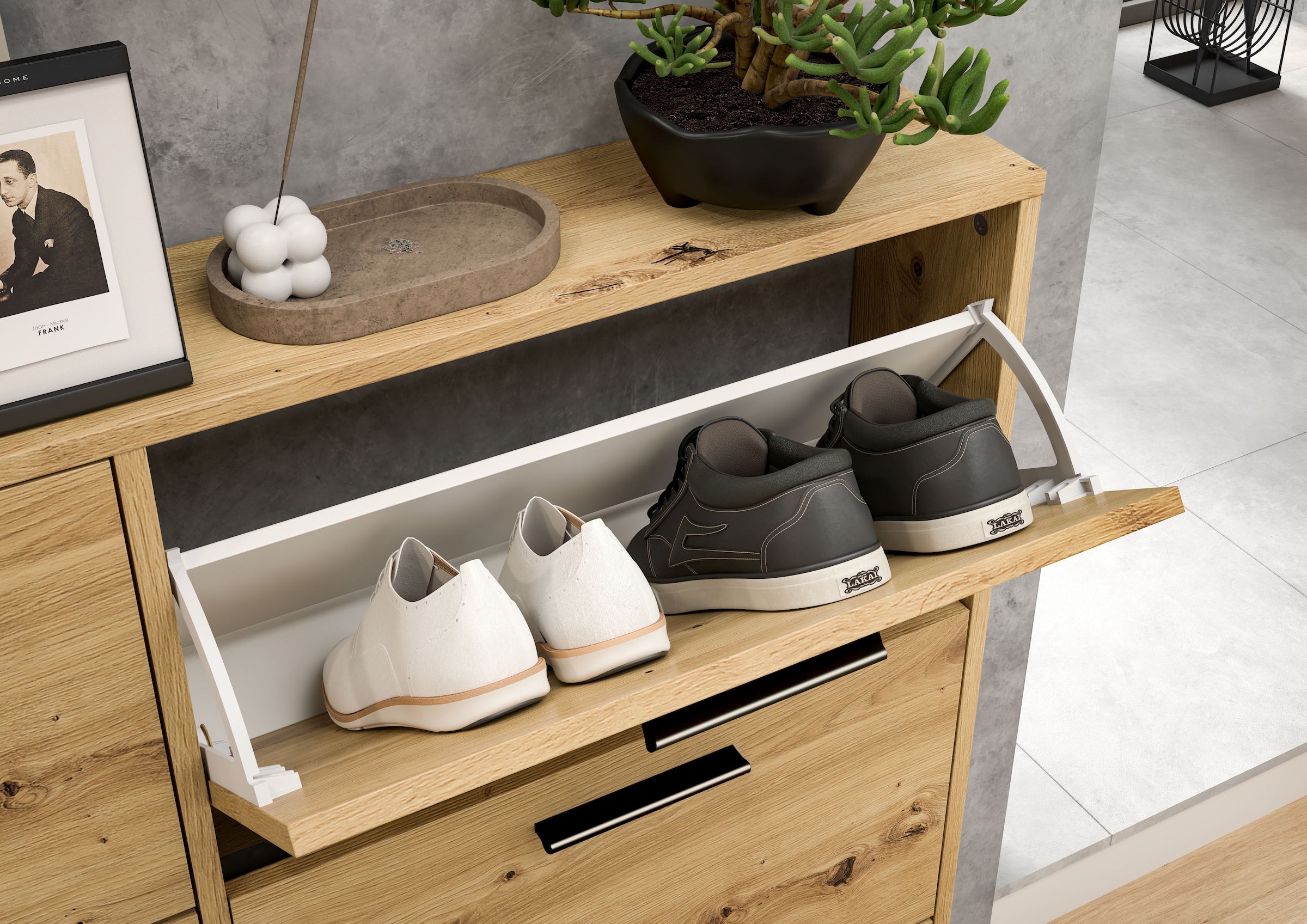 HBZ Schuhkipper »Sam Schuhkipper, Schuhschrank BxHxT 59x103x17 cm« 1 Stk. tlg. Schuhkipper, Schuhschrank mit 3 Klappen, BxHxT 59x103x17cm