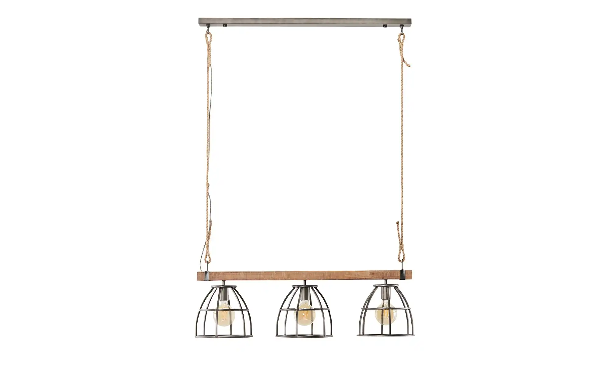 Pendelleuchte, 3-flammig, Metall / Holz schwarz