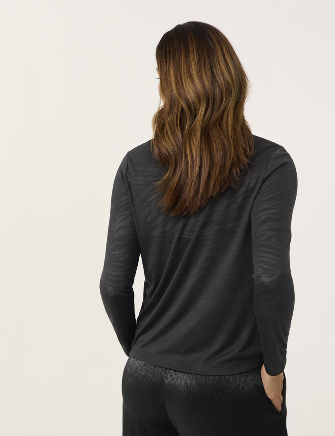 Gerry Weber T-SHIRT 1/2 SLEEVE Black burnout animal aop