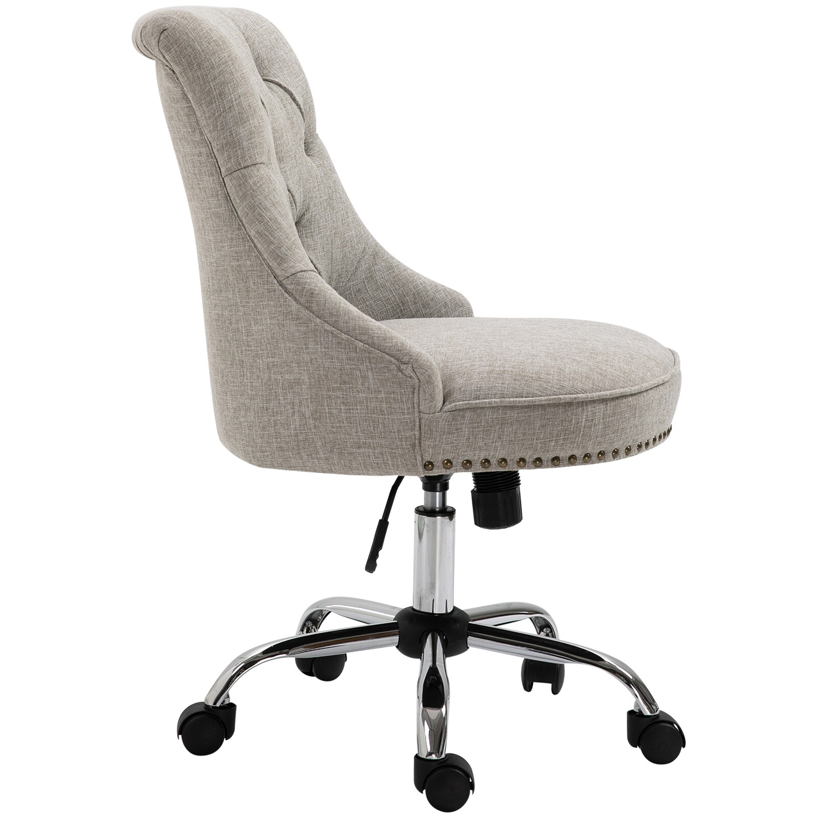 HOMCOM Polsterstuhl mit Chesterfield-Lehne hellgrau 54 x 65,5 x (84-91) cm (BxTxH)