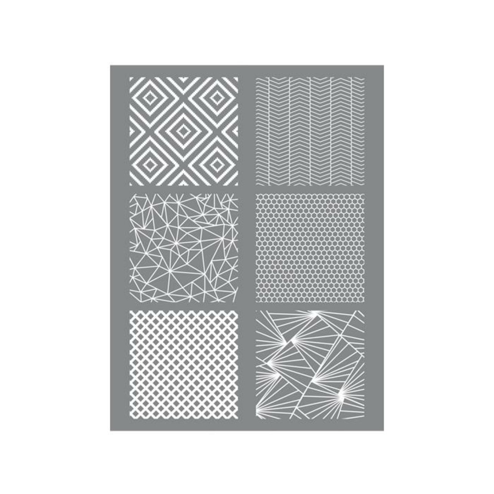 Pochoir pâte polymère géométrique 11,4 x 15,3 cm