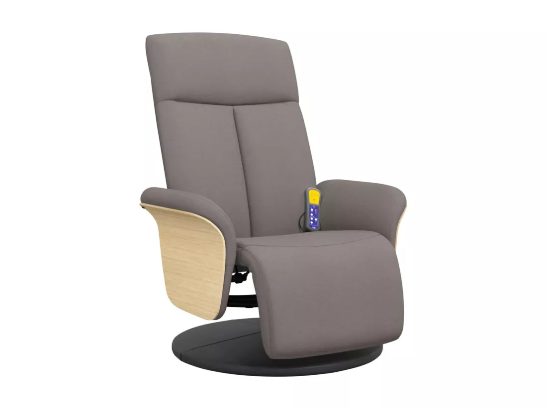 Fauteuil inclinable de massage avec repose-pieds taupe tissu