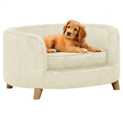 sofá redondo cor creme para cães