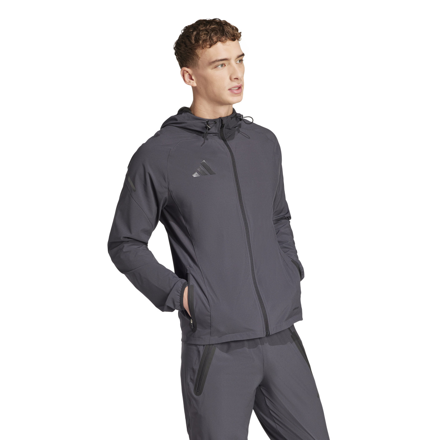 Adidas Tiro 25 Vis Tech Pro Hooded Trainingsjack Donkergrijs Zwart