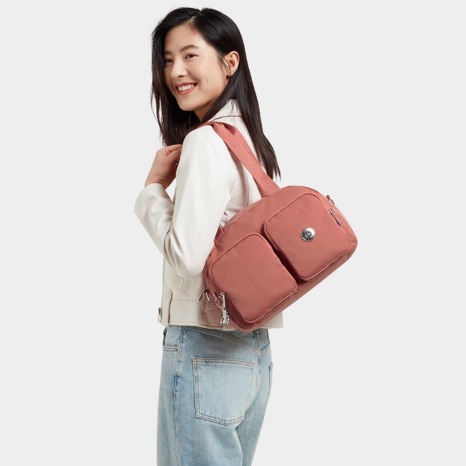 COOL DEFEA Sac Épaule Taille Moyenne avec Sangle Détachable - Grand Rose
