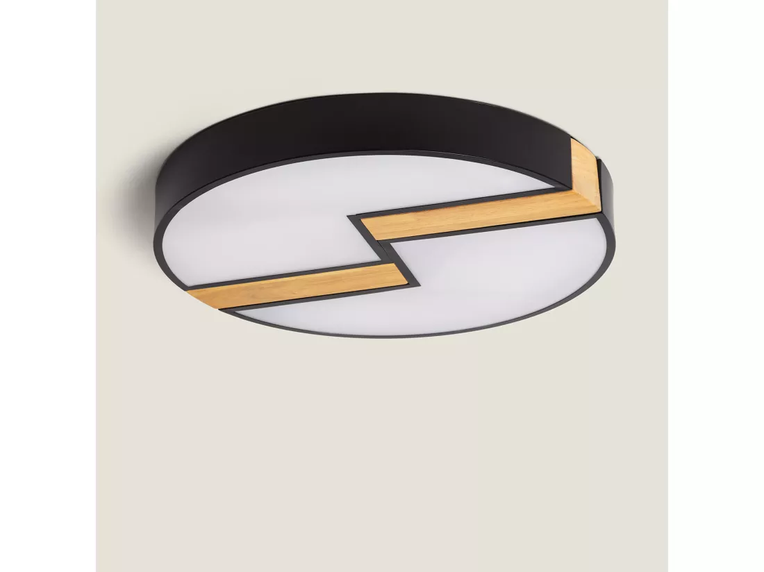 Plafonnier LED Rond Métal 27WCCT Sélectionnable Brusk Ø500 mm Noir