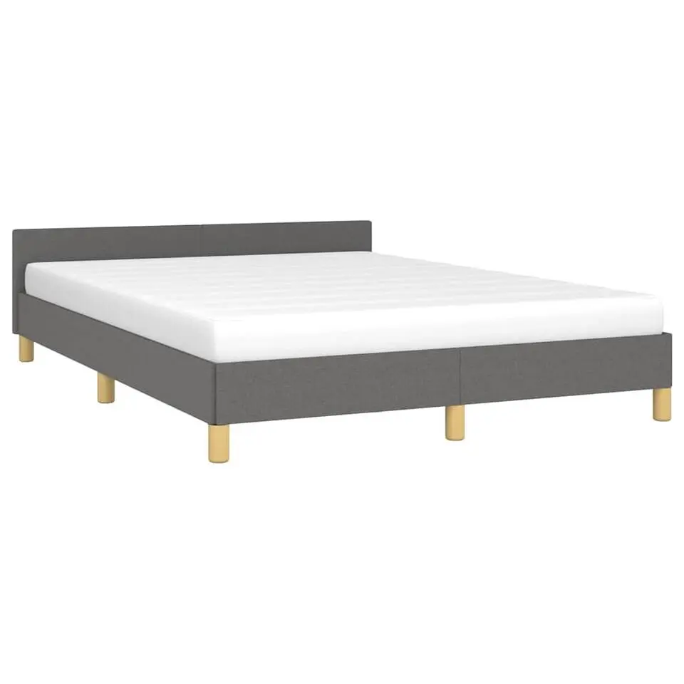 vidaXL - Bed frame met hoofdeinde - Donkergrijs - Stof - 140 x 200 cm