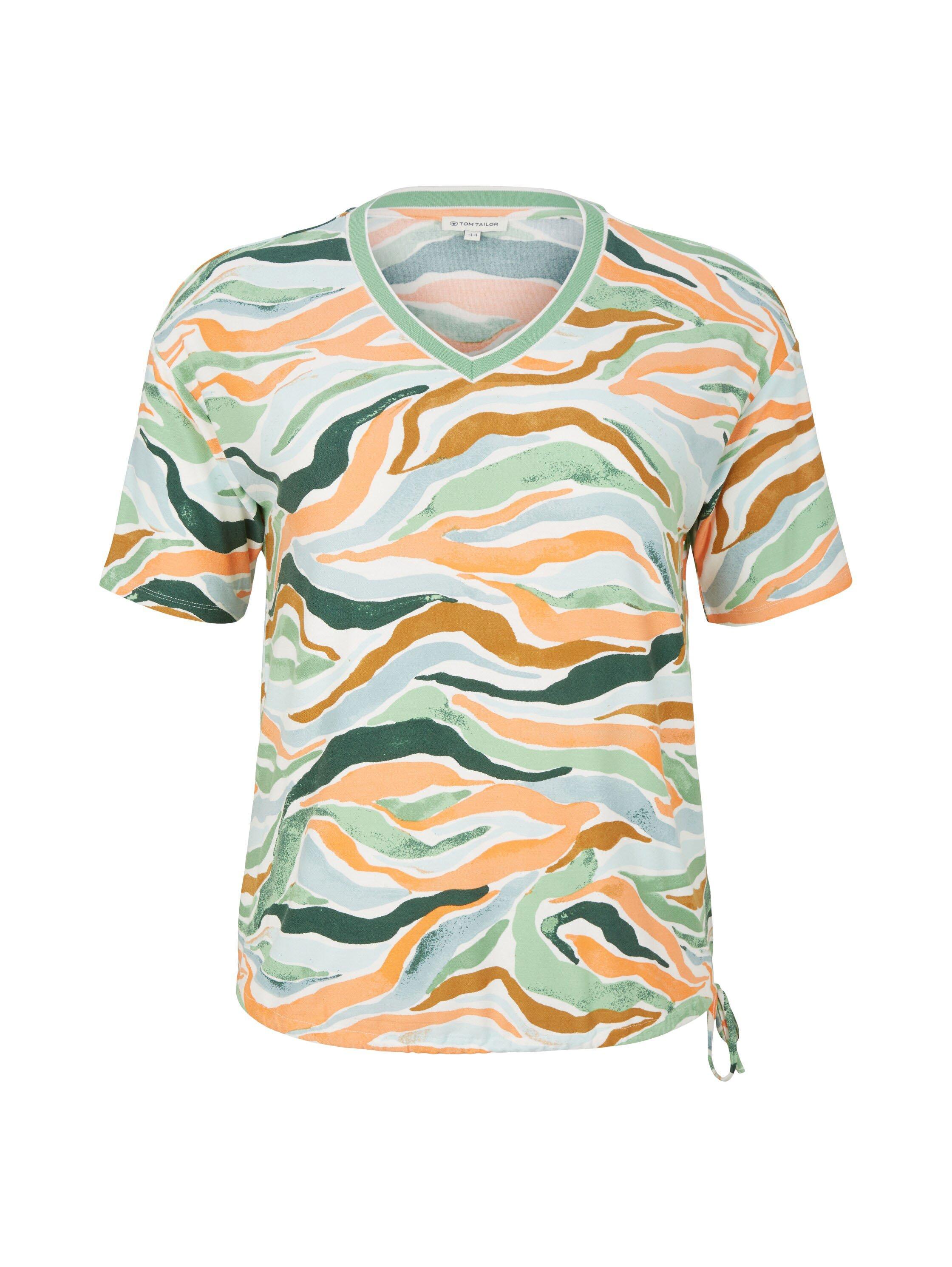 Shirt mit V-Ausschnitt und Kordelzug am Saum
