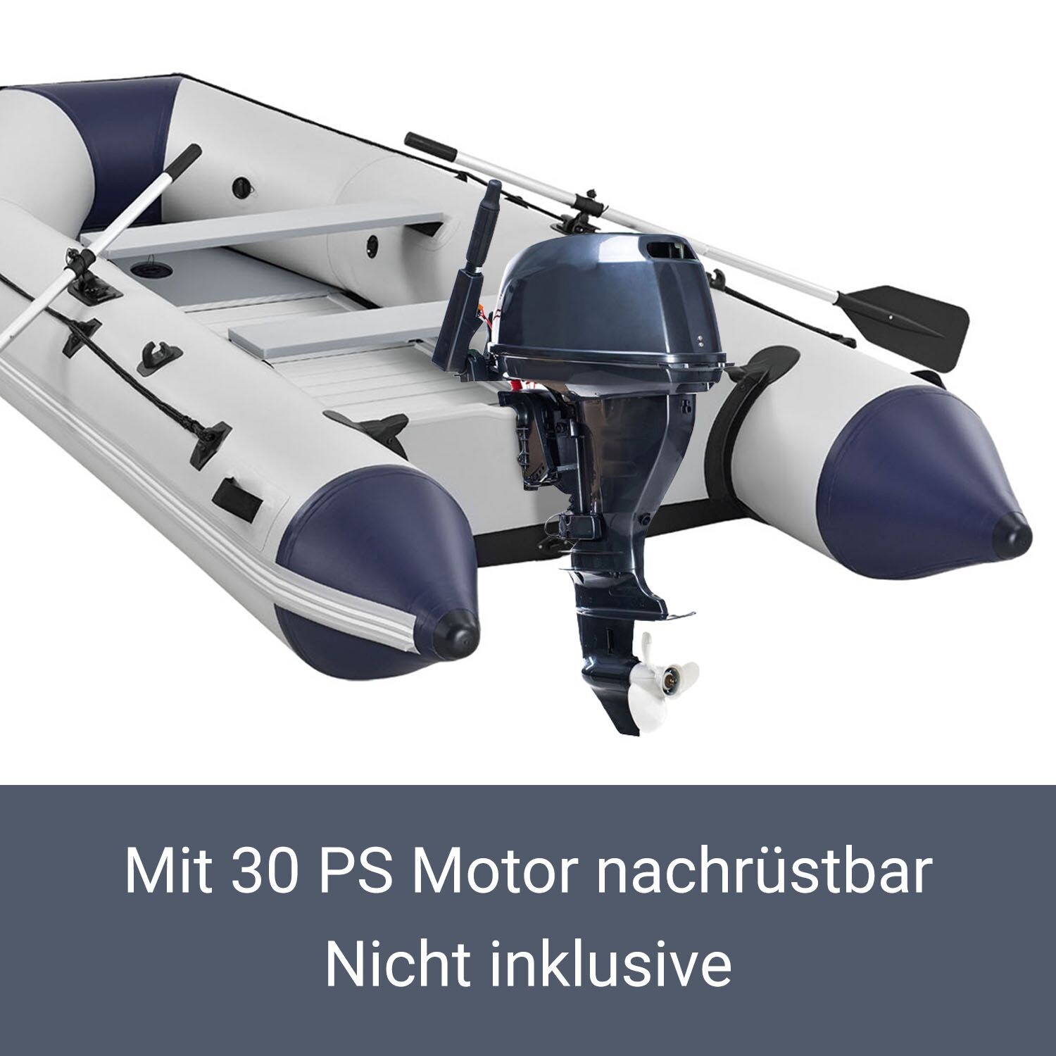ArtSport Schlauchboot 3,80m mit 2 Sitzbänke, Aluboden, Paddel, Pumpe, Tasche & Reparaturset