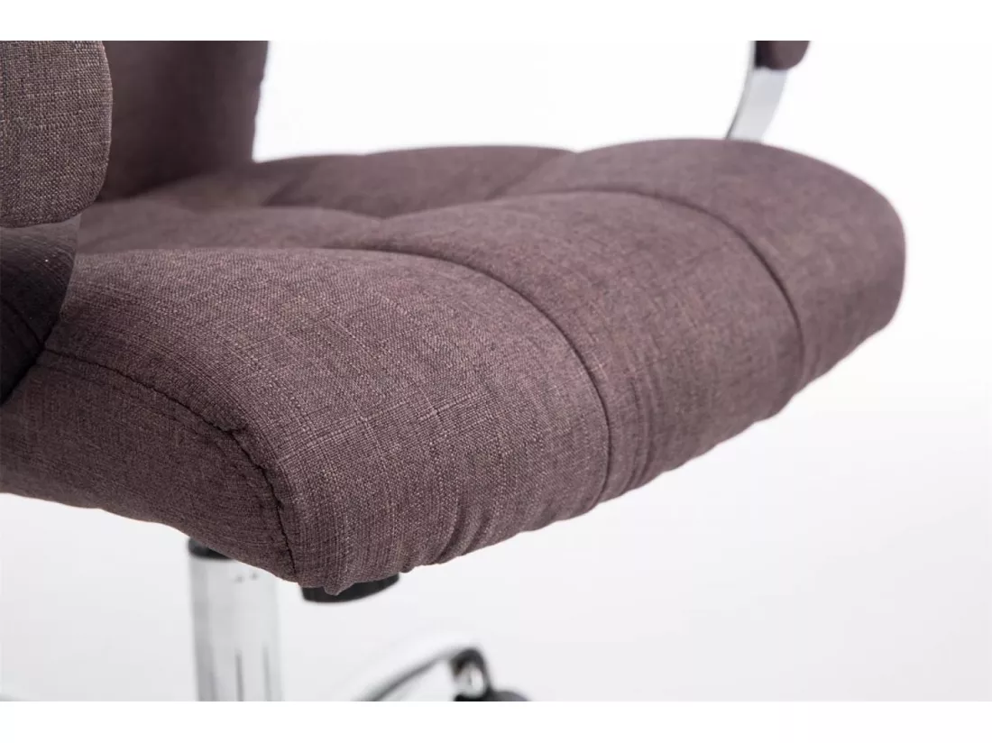 Chaise de bureau - Tissu & Métal chromé - Marron - Mikos