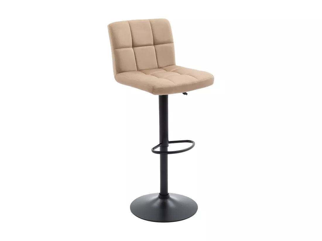 Lot de 2 tabourets de bar en velours et métal - Hauteur réglable - Beige - JUSTANA