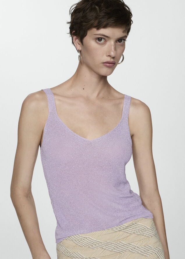 MANGO Lurex knitted top Lt-pastel purple