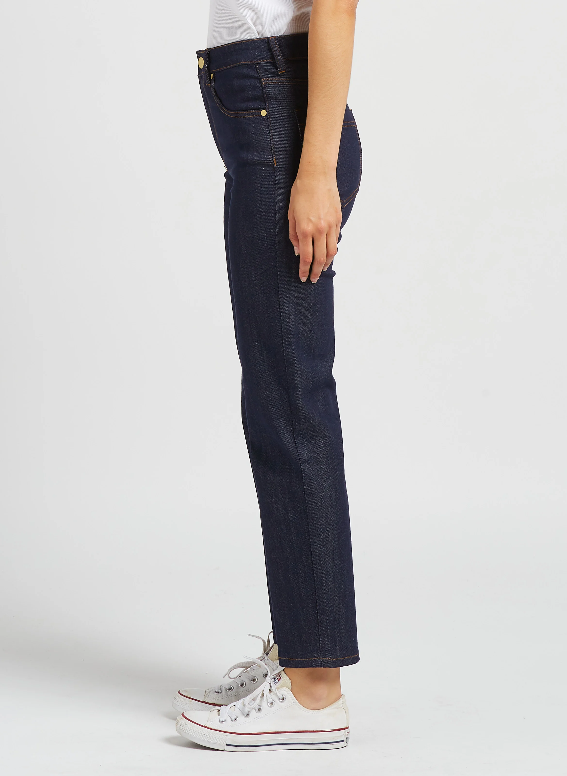 BRIEG - Jean droit taille haute en coton mélangé | Bleu