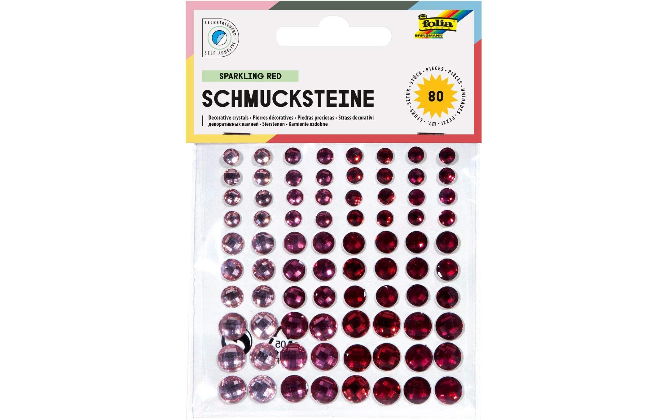 Schmucksteine Sparkling Red selbstklebend 80 StückDekosteine in Rottöne