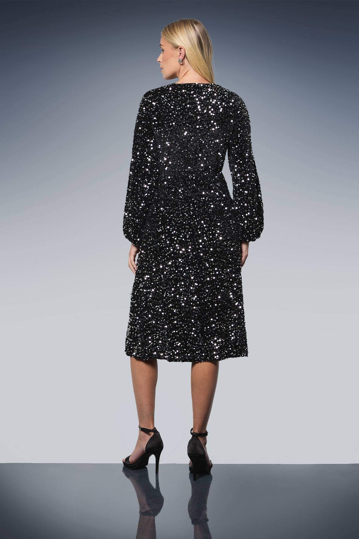 Wallis Robe Midi en Velours à Paillettes Petite Taille