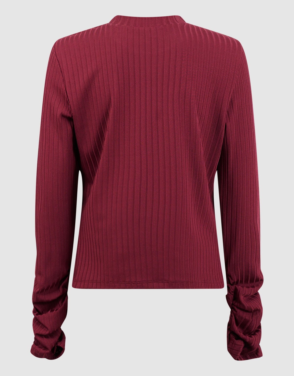 Puff Rib Longsleeve Top Donkerrood