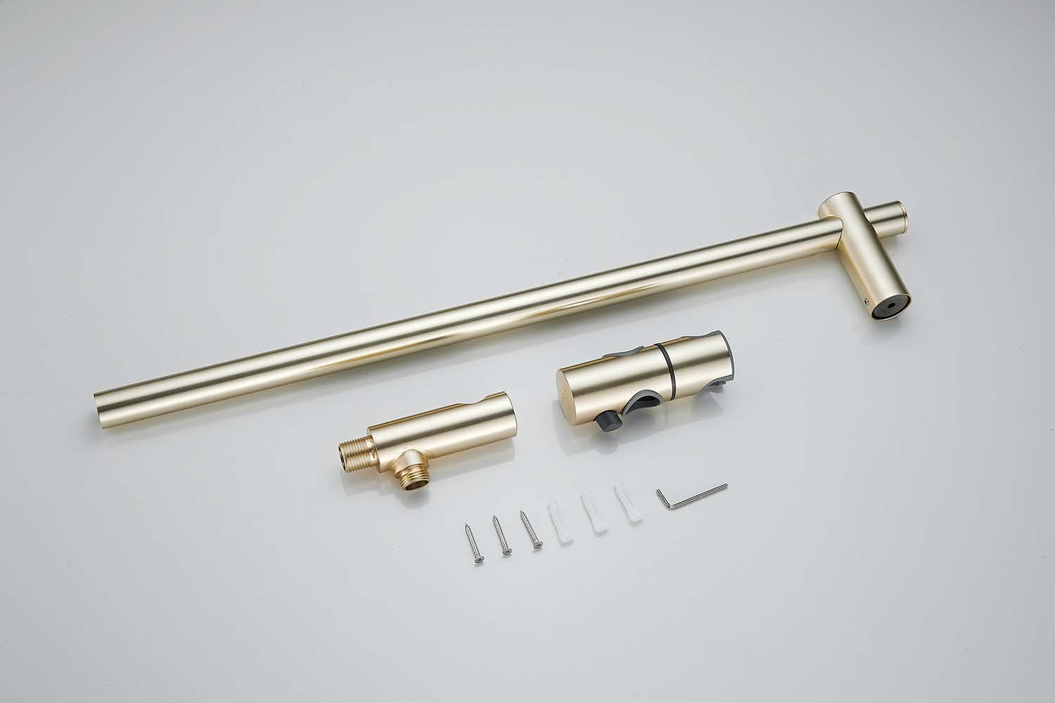 Saniclear Brass Stripes Pro inbouw regendouche met 30cm hoofddouche, muurarm en glijstang geborsteld messing - mat goud