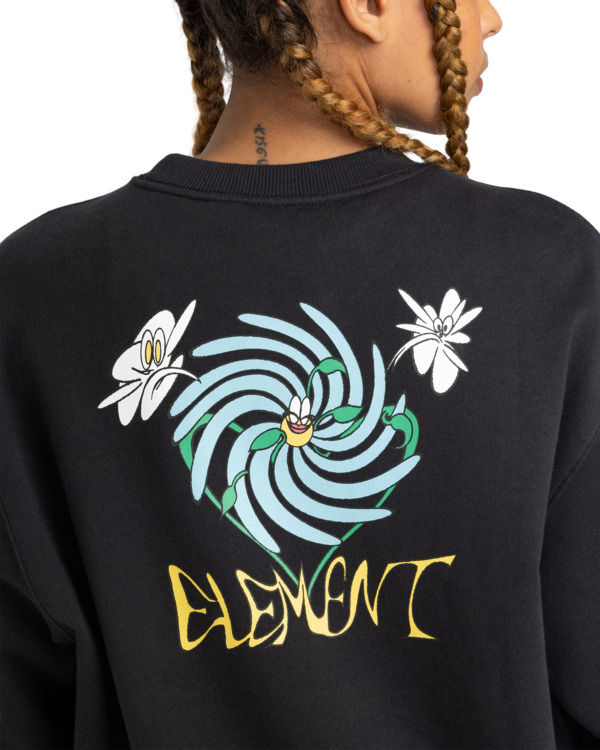 Element Swirl Flower Crew Women Off Black