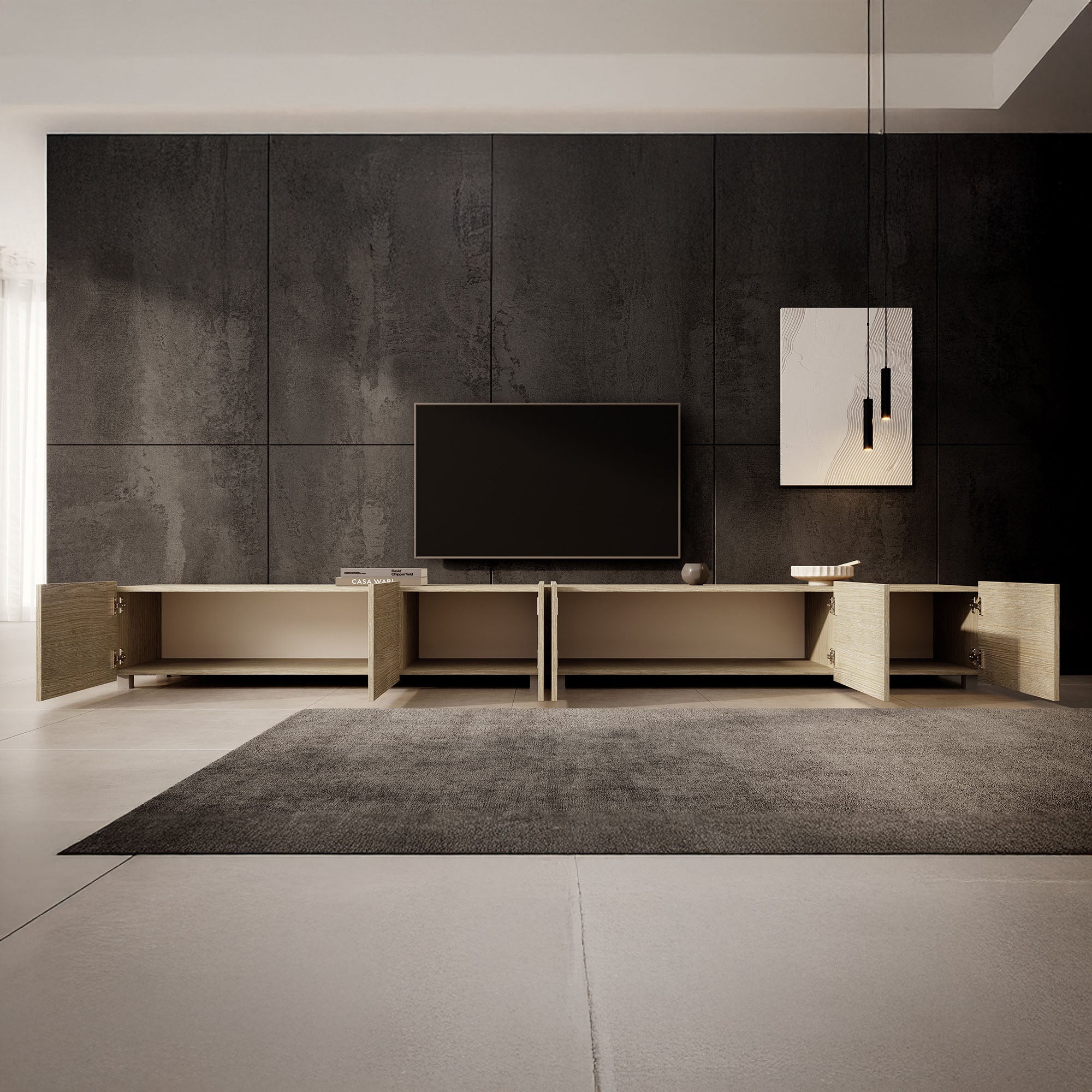 Calabas - TV-Meubel met 6 deuren - Eiken - 300x43x37 cm