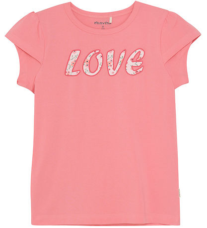 Minymo T-Shirt - Strawberry Pink m. Text
