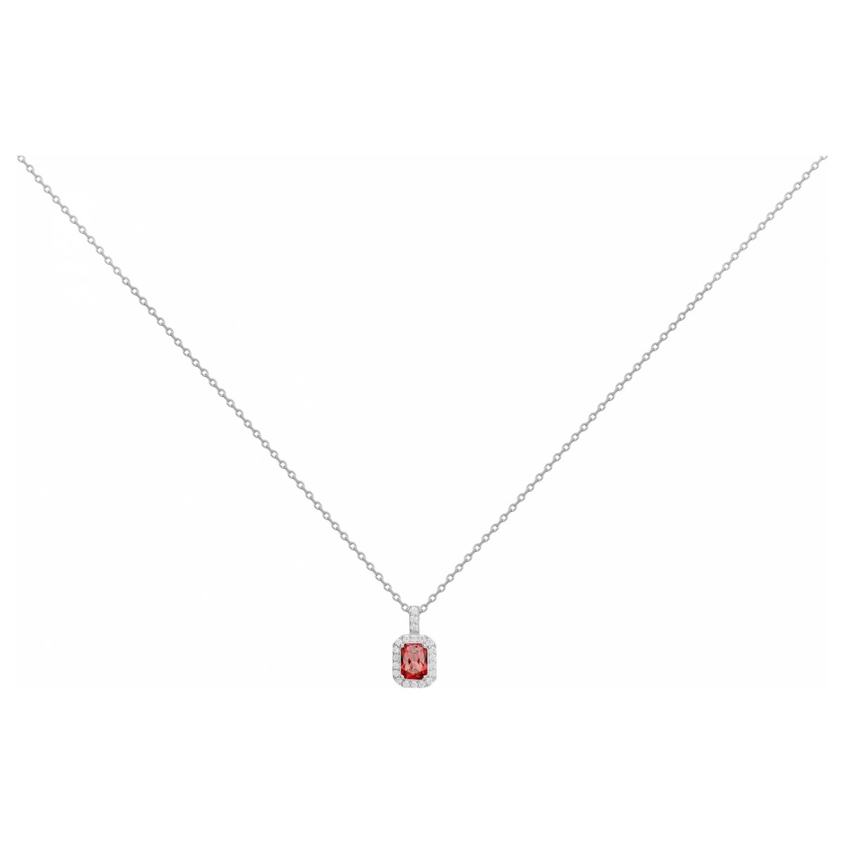 Collier mono-motif en Argent avec spinelle rouge rubis