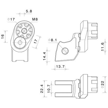 Adaptateur repose pied Rizoma Pilote - 22 mm - Excentrique - Noir