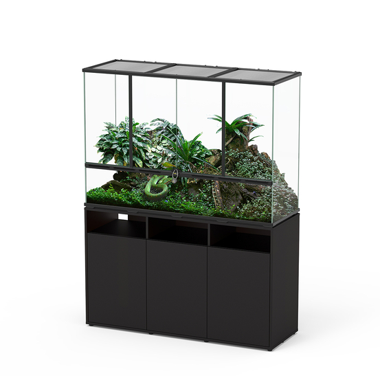 Terrarium et Meuble avec portes Noir L.132xP.45xH.90cm