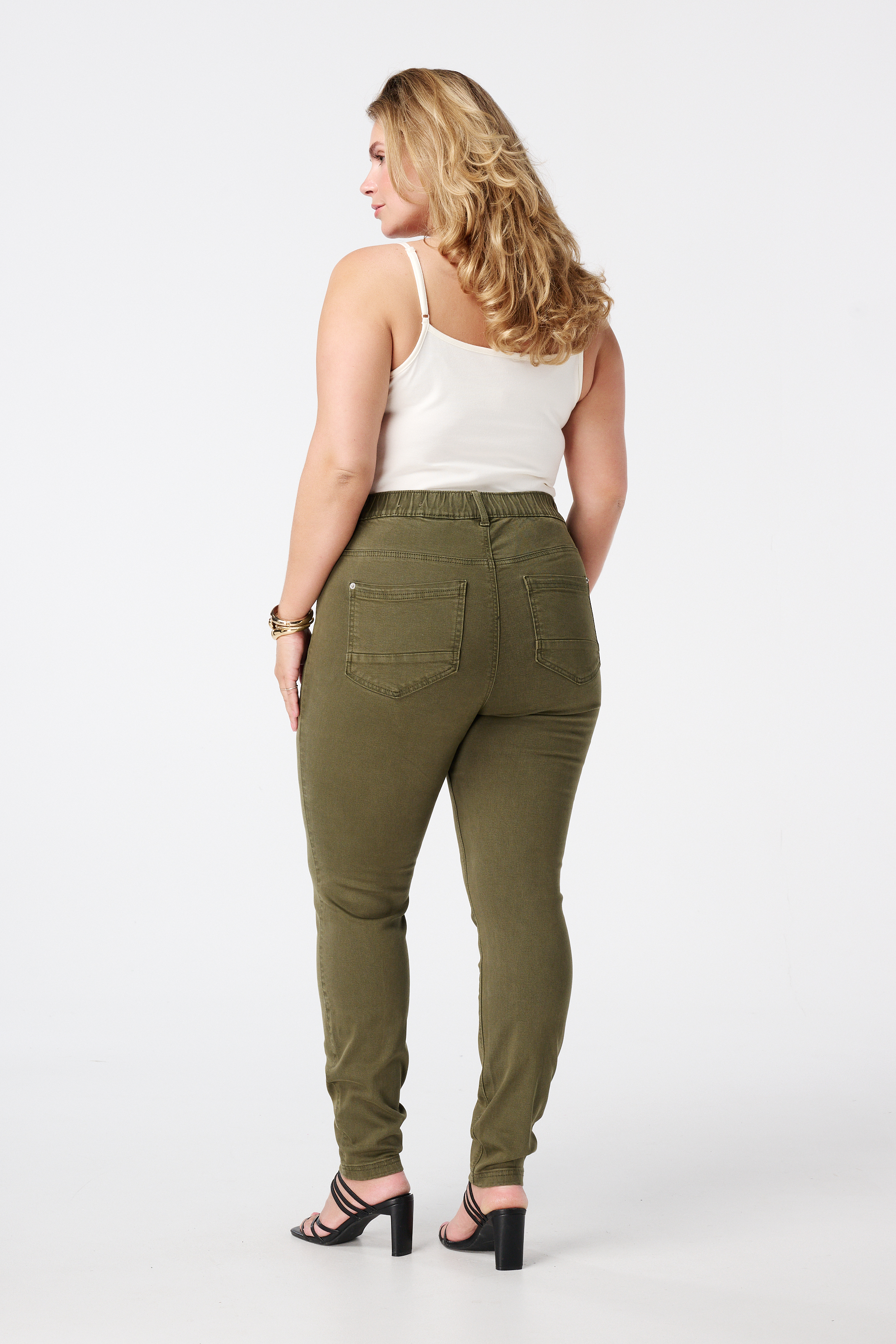 Tregging met denim look Khaki