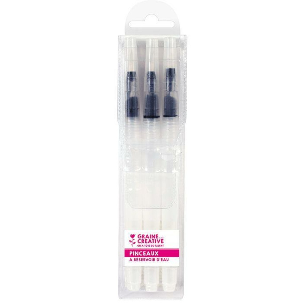 Set de 3 pinceaux à réservoir d'eau - 2 ronds et 1 plat