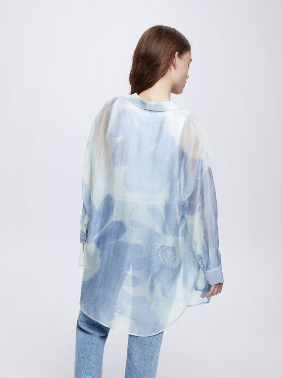Camisa de liocel estampada - Azul