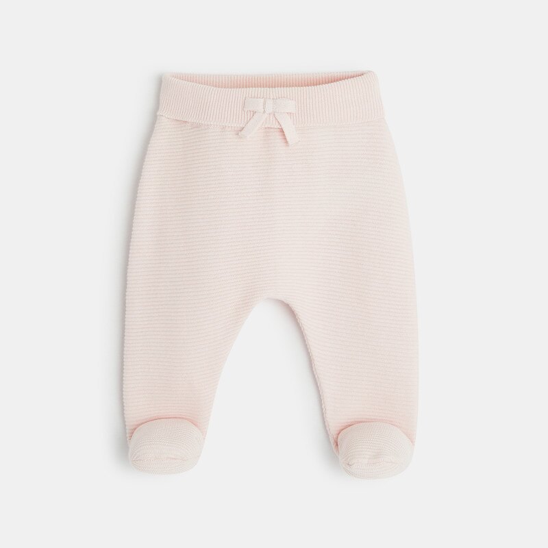 Legging tricot côtelé rose naissance Rose