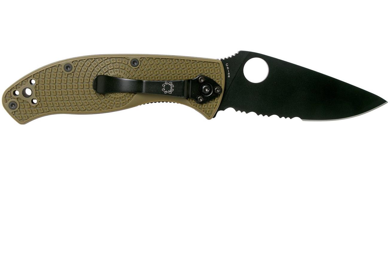 Spyderco Tenacious Lightweight OD Green Black C122PSODBK FRN partly serrated zakmes