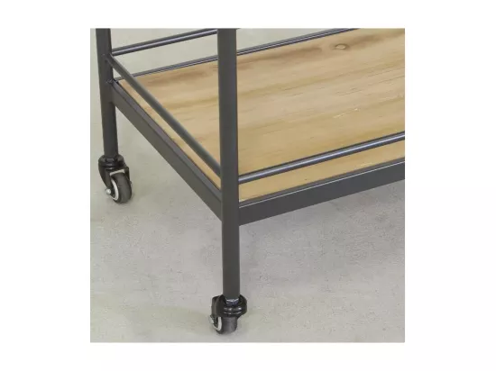 Desserte à roulettes en bois et métal