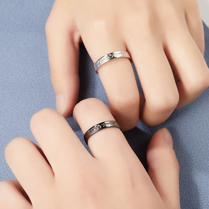 Tinseltown - Koppel bijpassende open ring met hartslagring van legering (verschillende ontwerpen)